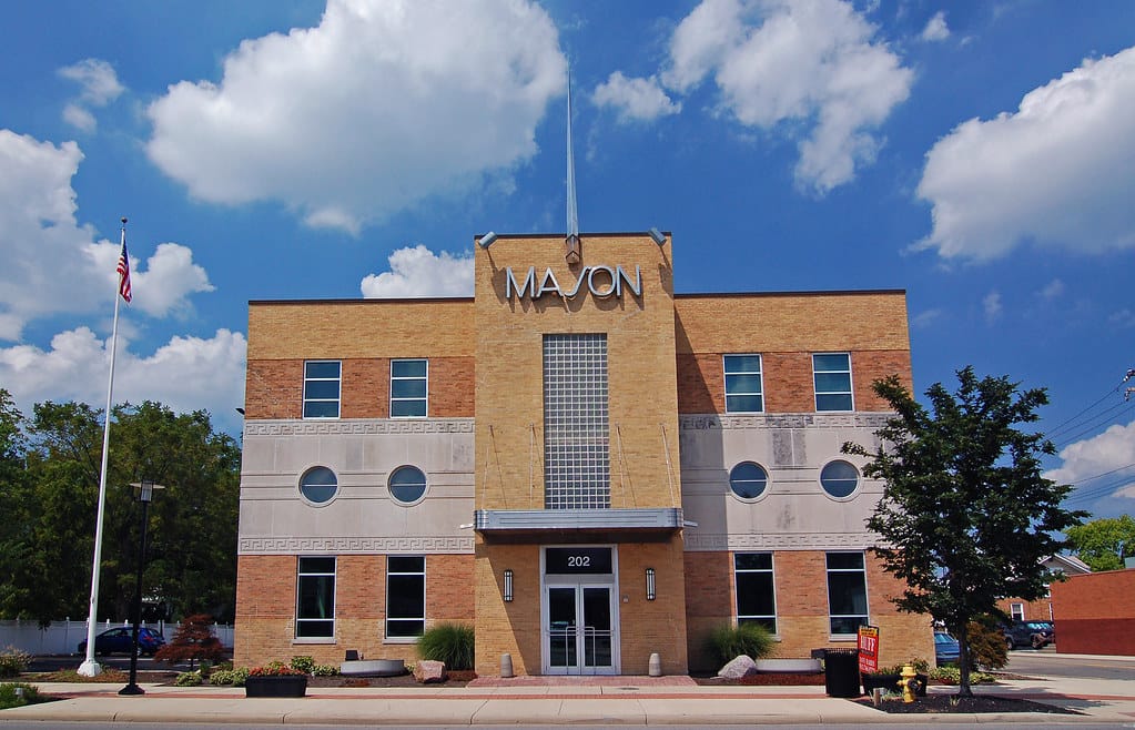 Hamilton Ohio riverside mural with colorful artwork along the riverbank
